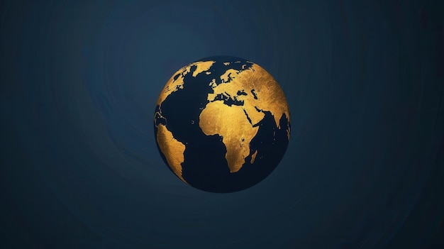 Una imagen minimalista de un globo con continentes dorados perfecta para agencias de viajes y compañías de viajes globales IA generativa