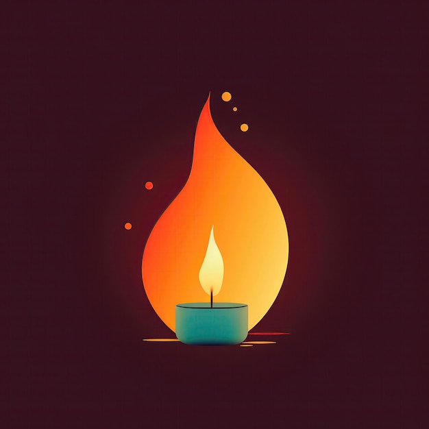 Imagen minimalista del logotipo de la llama de la vela AI generativa
