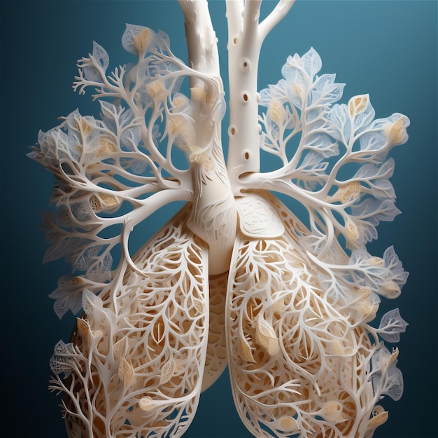 Imagen de modelo 3d de pulmones humanos en blanco