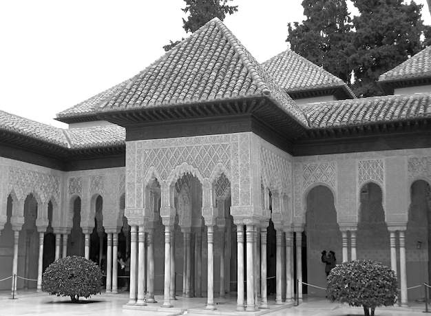 Imagen monocroma de la Alhambra, sitio del Patrimonio Mundial de la UNESCO en Granada Andalucía España