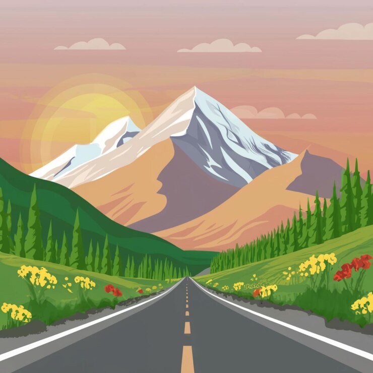 una imagen de una montaña con una montaña en el fondo