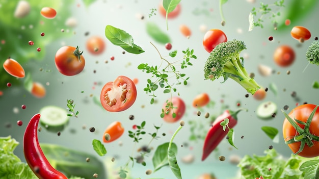 una imagen de un montón de verduras y frutas y verduras