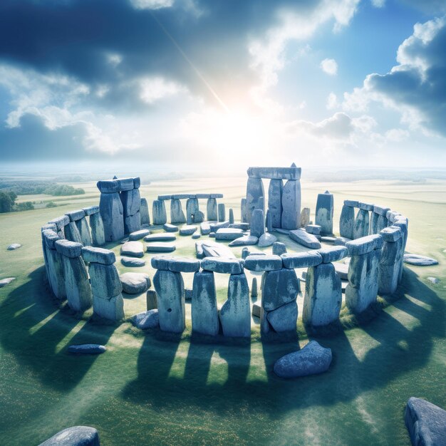 imagen del Monumento Prehistórico de Stonehenge con el fondo del cielo