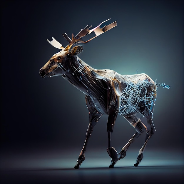 En esta imagen se muestra un ciervo hecho de metal y alambre.