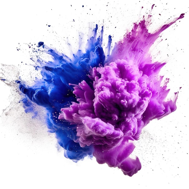 En esta imagen se muestra una explosión de pintura púrpura y azul.