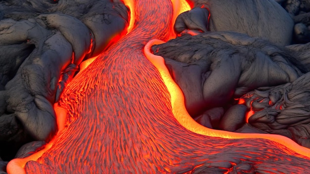 Foto en esta imagen se muestra un flujo de lava.