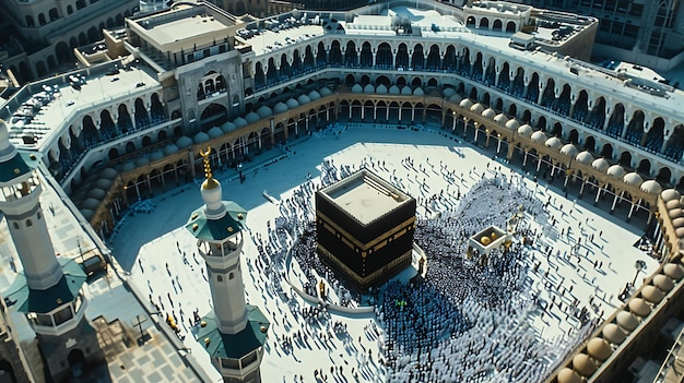 Esta imagen muestra la Gran Mezquita en La Meca, Arabia Saudita