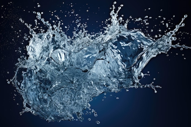 La imagen muestra una salpicadura de agua separada del fondo, con salpicaduras de agua hermosas y limpias.