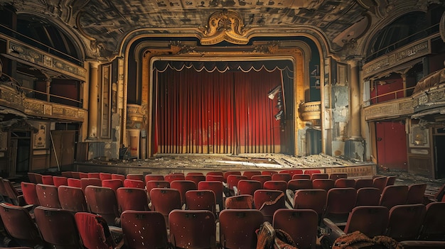 Esta imagen muestra un teatro abandonado