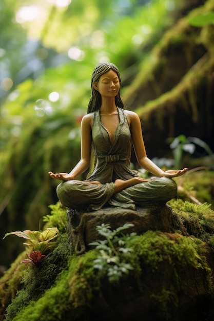 Una imagen de una mujer haciendo meditación.
