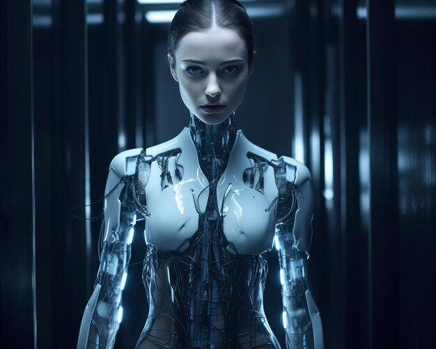 Foto una imagen de una mujer en un traje futurista