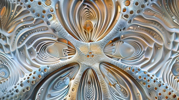 Foto una imagen muy detallada de una concha de diatomeas que revela su hipnotizante diseño simétrico compuesto de