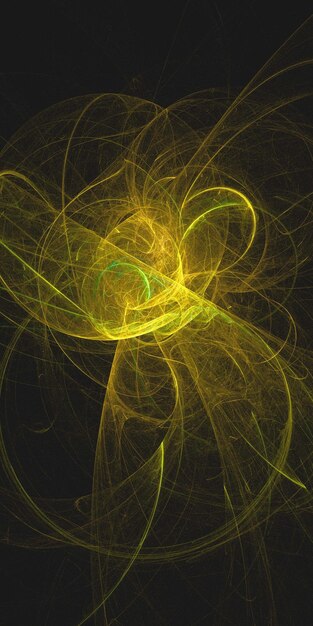 Una imagen negra y amarilla de un diseño abstracto verde y amarillo.