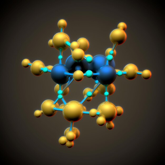 Una imagen negra y amarilla de una estructura molecular con el número 60.