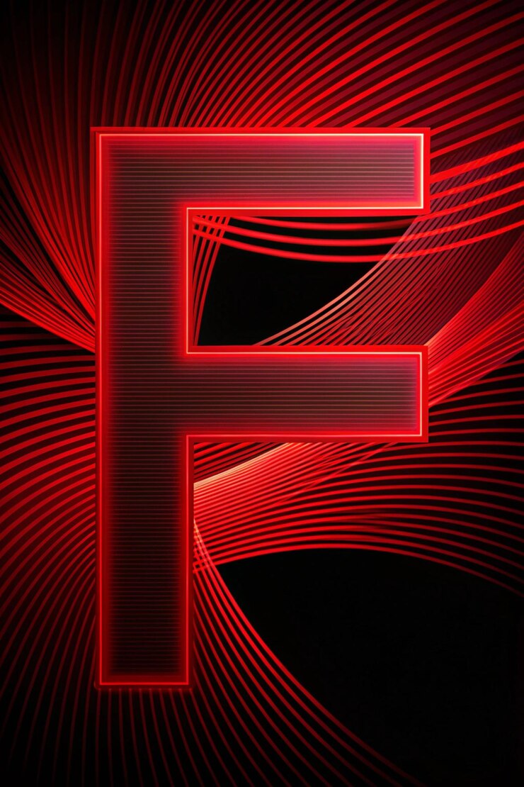 Foto una imagen negra y roja con líneas rojas y una letra roja f la imagen tiene una sensación audaz y dinámica con las líneas rojas y la letra f creando una sensación de movimiento y energía