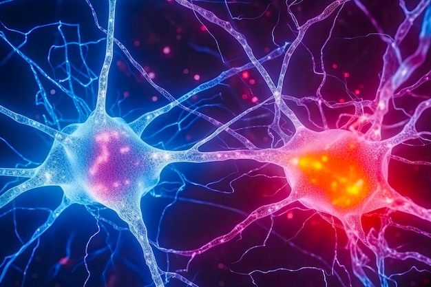 Foto una imagen de neuronas involucradas en el procesamiento de objetos táctiles como los de la corteza parietal generative ai
