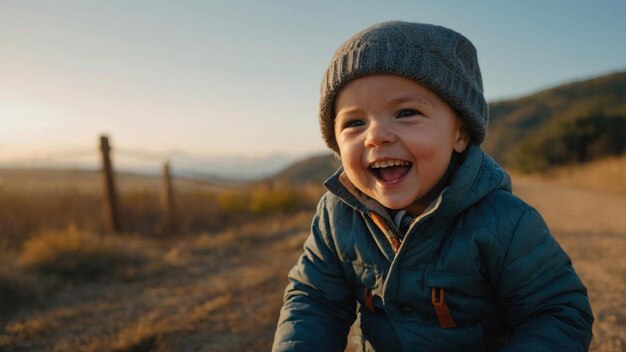 una imagen de un niño adorable sonriendo de alegría