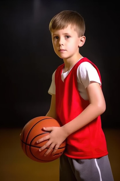 Imagen de un niño jugando al baloncesto creada con IA generativa