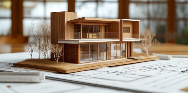 Imagen de una nueva casa modelo en el plan de arquitectura