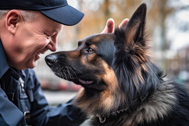 Imagen de un oficial de policía golpeando a su compañero canino en la cabeza