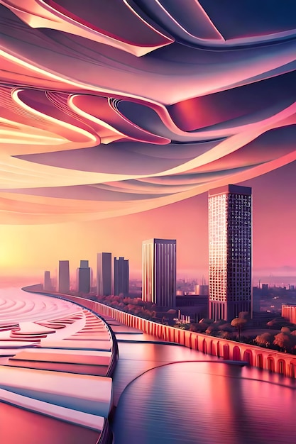 Imagen de paisaje futurista