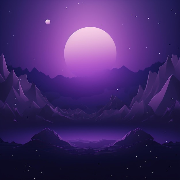 Imagen de paisaje nocturno púrpura de las montañas del cielo natural