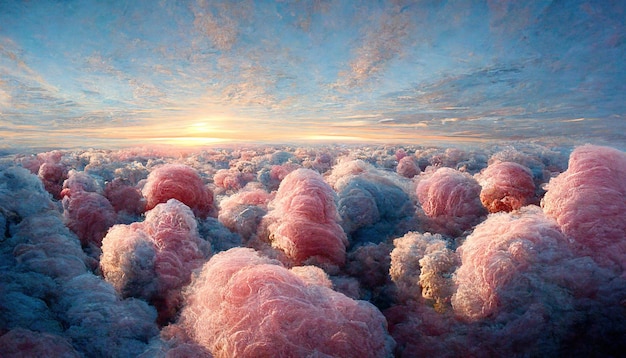 Imagen de paisaje con nubes de colores y cielo.