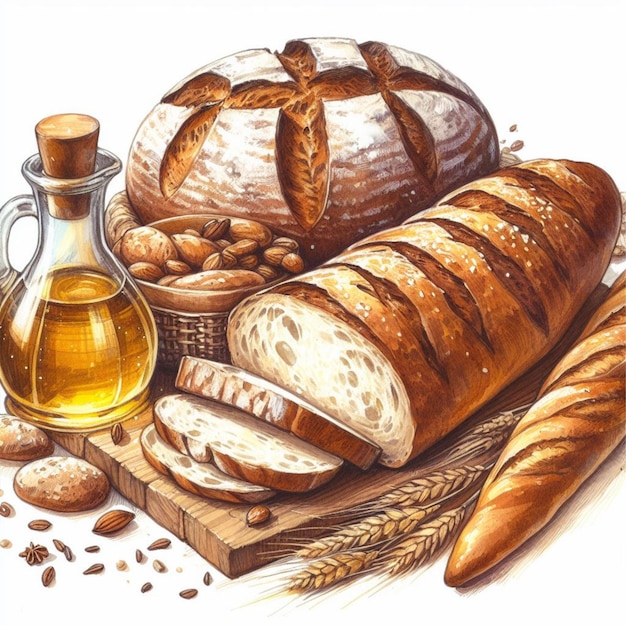Foto imagen de pan baguette productos de pan horneado