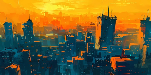 imagen panorámica de rascacielos el horizonte de una gran ciudad