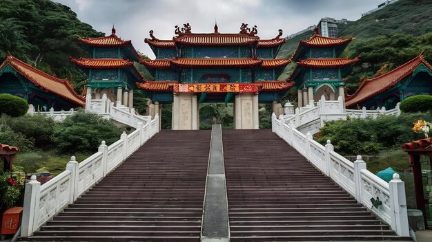 Foto imagen panorámica del templo de sik sik yuen wong tai sin en hong kong