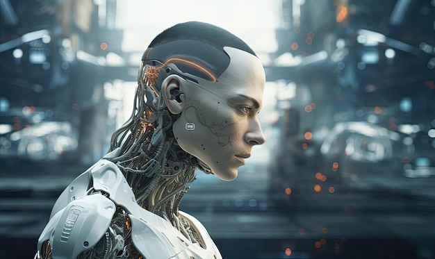 una imagen de una pantalla de computadora que muestra a un hombre con una cabeza en el estilo de robots futuristas