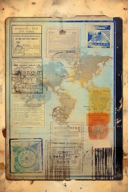 Imagen de un pasaporte abierto con sellos de visado