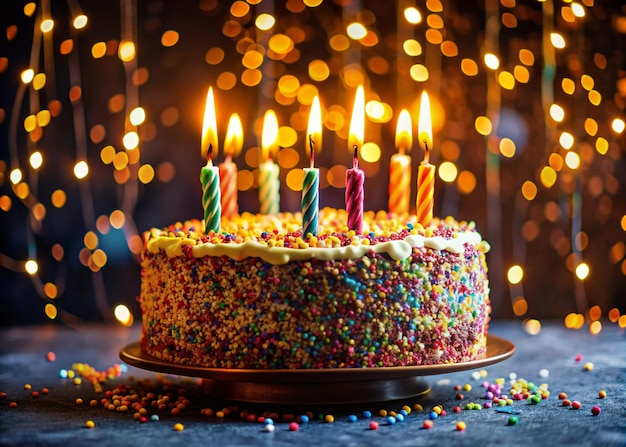 Una imagen de pastel de cumpleaños para la plantilla de diseño de tarjetas de aniversario