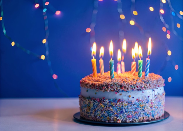 Una imagen de pastel de cumpleaños para la plantilla de diseño de tarjetas de aniversario
