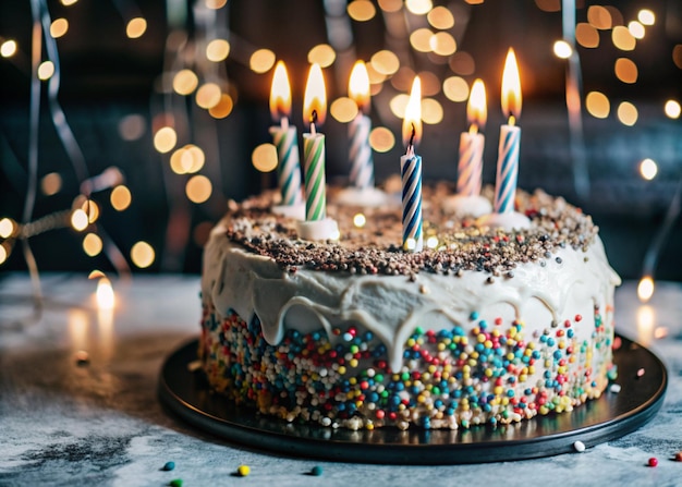 Una imagen de pastel de cumpleaños para la plantilla de diseño de tarjetas de aniversario