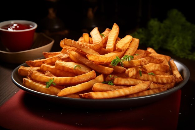 Imagen de patatas fritas con salsa