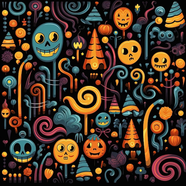 una imagen de un patrón temático de halloween al estilo de candycore