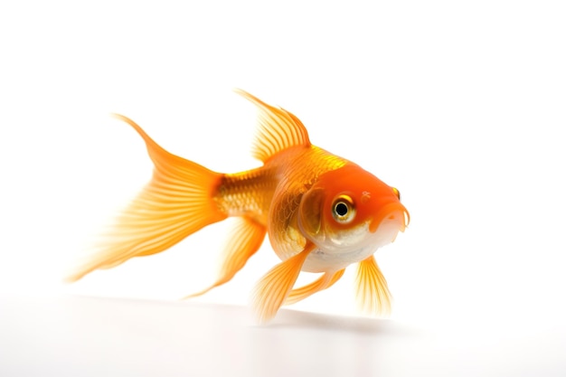 Imagen de peces de colores con hermosos sobre un fondo blanco Mascotas Peces Animales Ilustración generativa AI