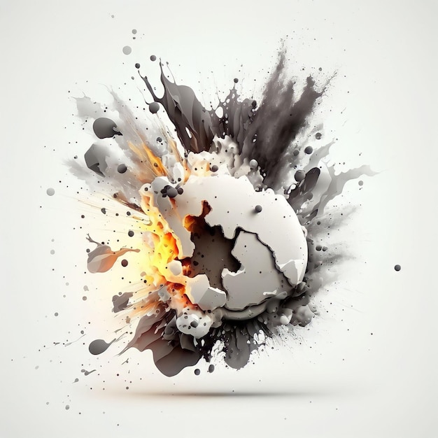 Una imagen de una pelota con una explosión y un spray de pintura.