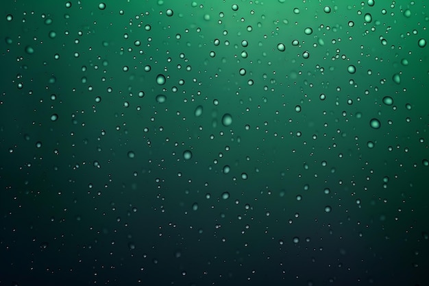 Imagen de pequeñas gotas de lluvia sobre fondo verde de color degradado IA generativa