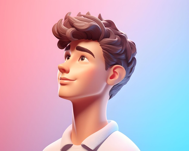 Imagen de perfil en 3D de un joven