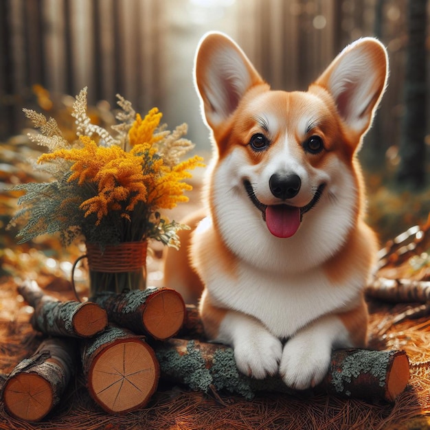 Foto imagen de un perro en el bosque