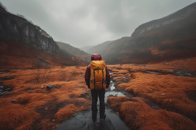 imagen de una persona en la montaña con una mochila