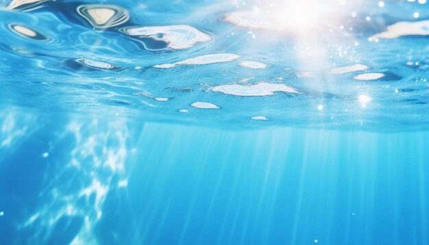 Foto una imagen de un pez nadando en el agua con el sol brillando sobre él