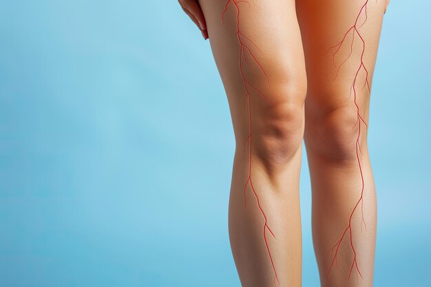 una imagen de las piernas de una mujer con una presión arterial en la parte inferior de la pierna