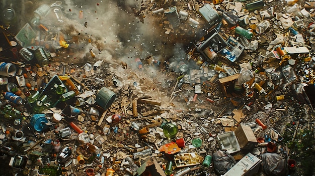 una imagen de una pila de basura y una imagen de un cubo de basura