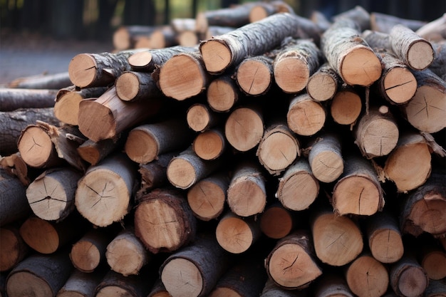 Imagen Una pila de troncos de madera preparados para el calor del invierno