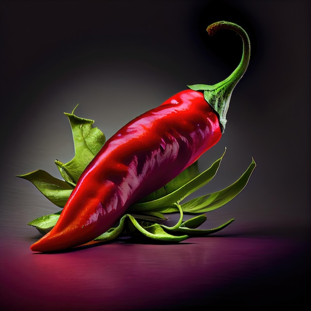 Imagen de pimiento rojo picante sobre un fondo oscuro IA generativa