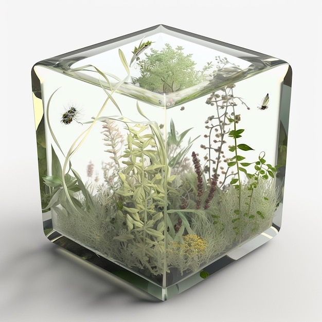 Imagen de pisapapeles de resina verde de cubo de vidrio de lujo Imagen generada por AI