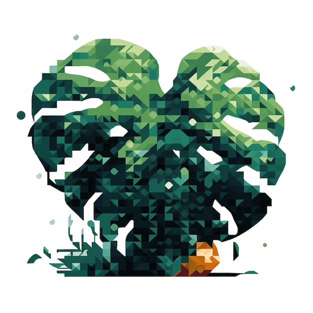 Una imagen de pixel art de un árbol con una planta en el centro.